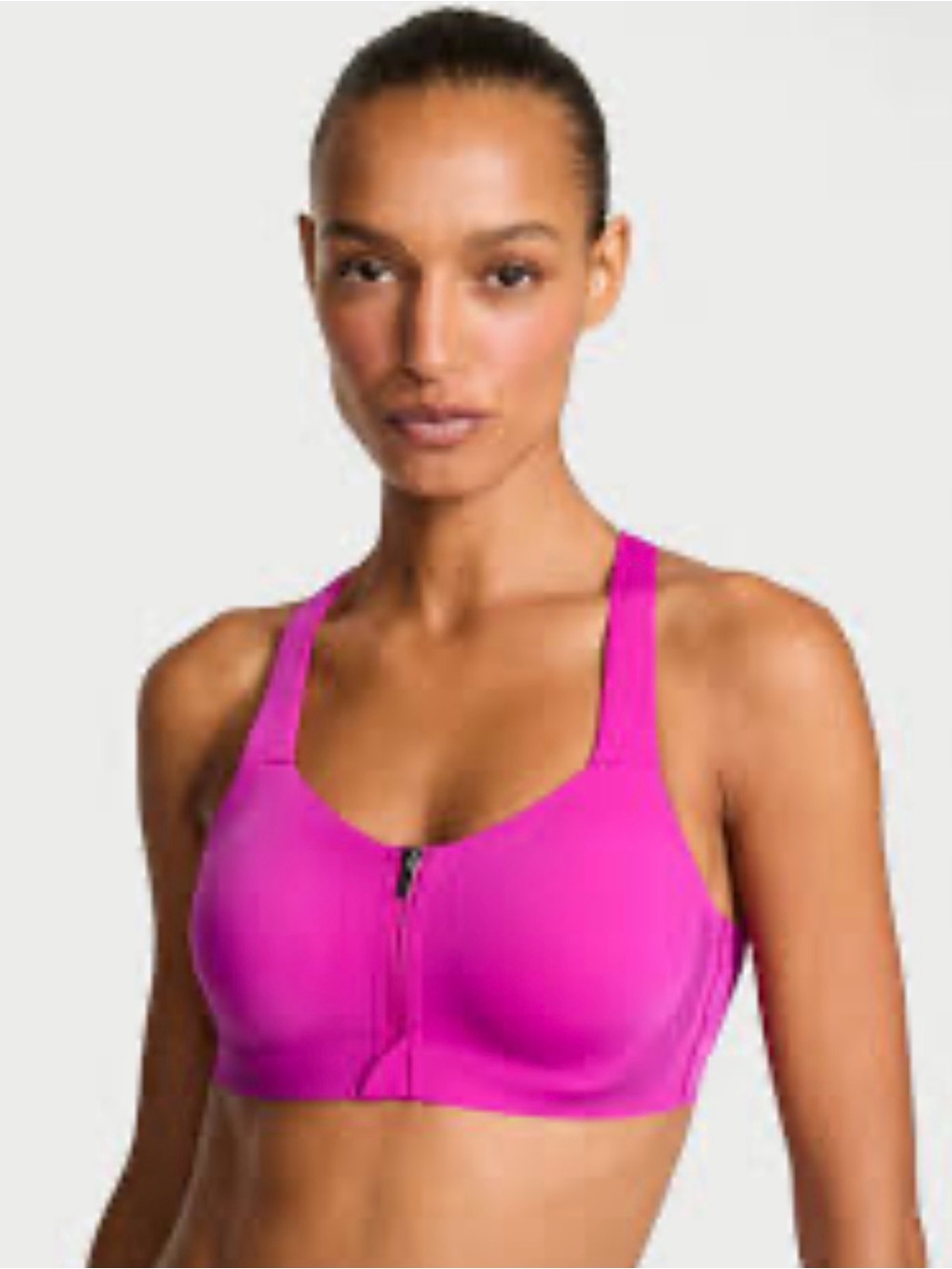 Victoria's Secret Knockout On Point Front Zip Sports Bra 36DDD Peach Coral EUC